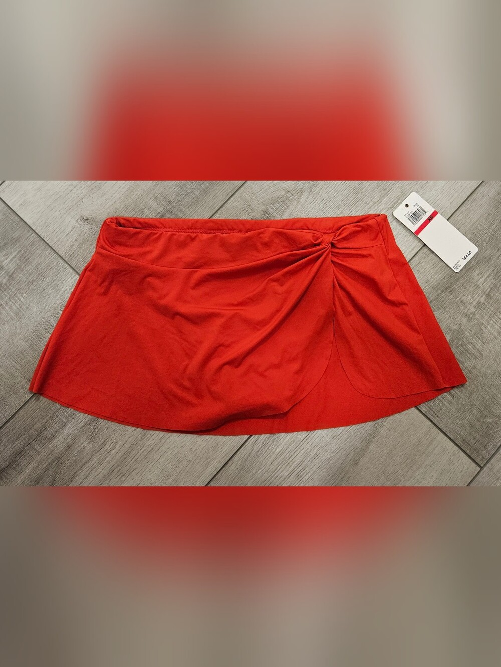 ANNE COLE swim skirt side-knotted wrap RED LIPS Swimsuit Bottom XS $54 NWT